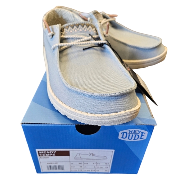Hey Dude Wendy Tempe Denim Slip-On Casual Shoes Womens NEW - Picture 7 of 7